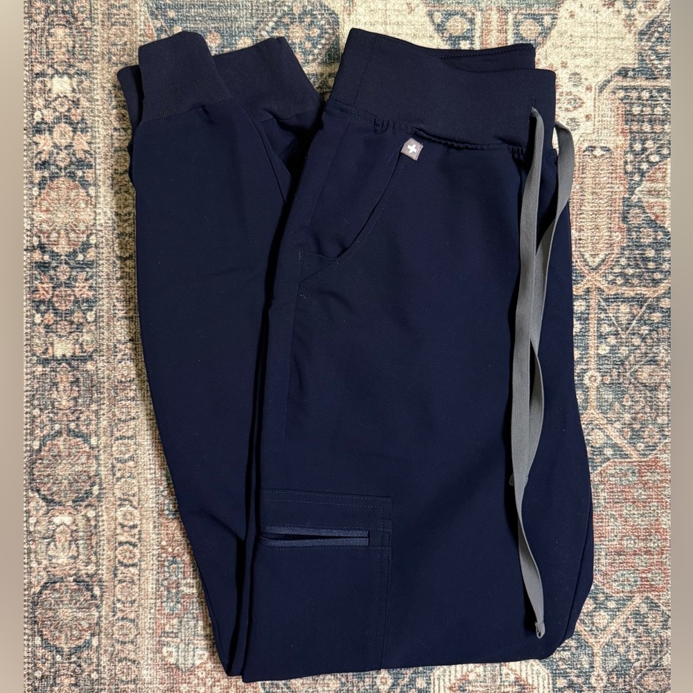 Figs Navy High Waisted Zamora Jogger Scrub Pants
